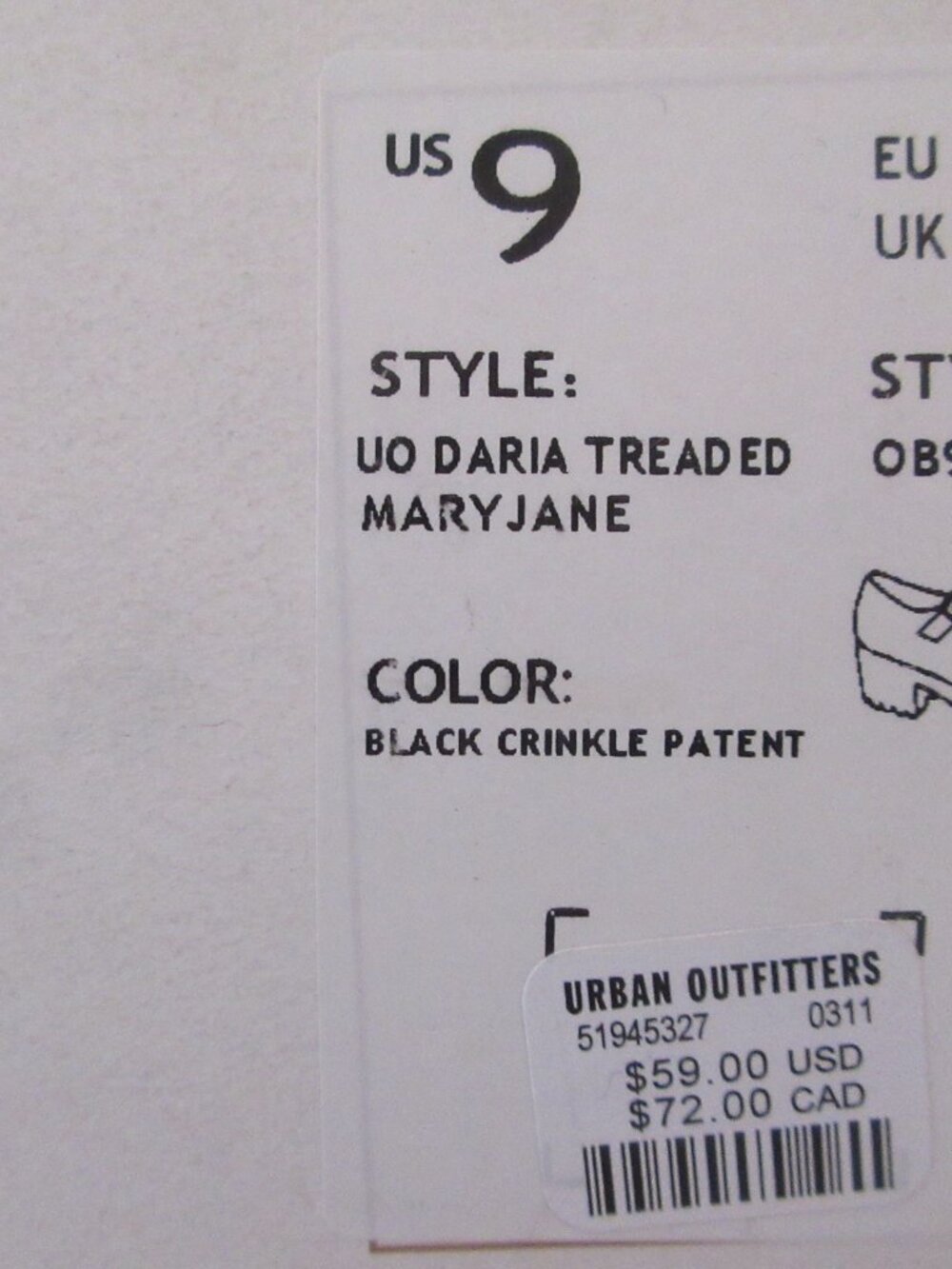New In Box Urban Outfitters Daria Treaded Mary Jane In Black - Picture 8 of 8